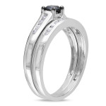 Yaffie ™ Signature Black and White 1/2ct TDW Bridal Ring Set in White Gold - Handcrafted to Perfection