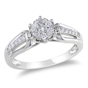 White Gold Diamond Cluster Ring with 1/3CT TDW by Yaffie