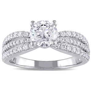 Radiant Yaffie White Gold Diamond Ring with 2ct TDW in Multi-Row Design - Perfect for Your Engagement
