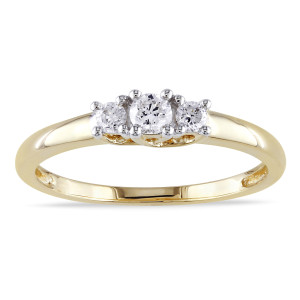 Certified 3-stone Promise Ring with Yaffie Gold and 1/4ct TDW Diamonds