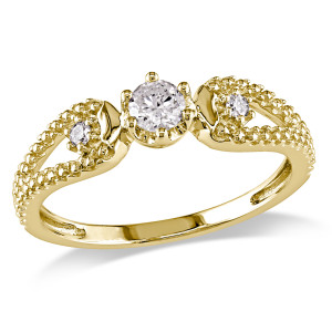 Golden Yaffie 3-Stone Diamond Engagement Ring with Split Shank, 1/5ct TDW