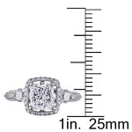 Certified Radiant-cut Diamond Engagement Ring with 3 Stunning Stones in White Gold by Yaffie, 1 3/4ct TDW