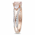 Yaffie Vintage Morganite & Topaz Split Shank Engagement Ring in Rose Gold