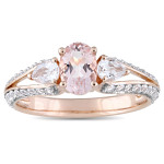 Yaffie Vintage Morganite & Topaz Split Shank Engagement Ring in Rose Gold