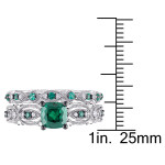 Yaffie Signature Set: Dazzling White Gold Ring with Created Emerald and 1/10ct TDW Diamond. Perfect for Brides!