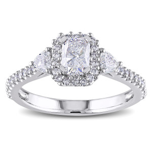 Radiant and Heart-cut Diamond Halo Engagement Bridal Ring from Yaffie Signature Collection with 1 1/5ct TDW in Gold.