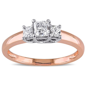 Rose Gold 1ct TDW Diamond Three Stone Ring from Yaffie Signature Collection