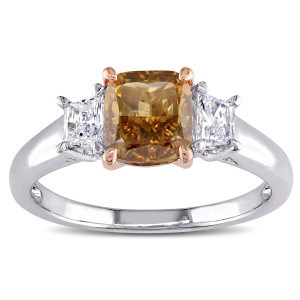 Yaffie Two-tone Gold Engagement Ring with Certified 1 3/4ct TDW Brown and White Diamonds