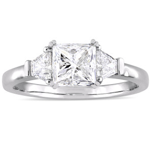 The Yaffie Signature Collection White Gold Engagement Ring with Princess and Trapezoid Diamonds totaling 1 3/4 carats.