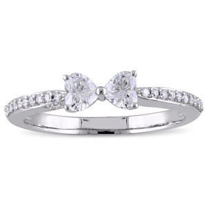 Heart and Round Diamond Bow Ring from Yaffie Signature Collection in White Gold, featuring 1/2ct TDW
