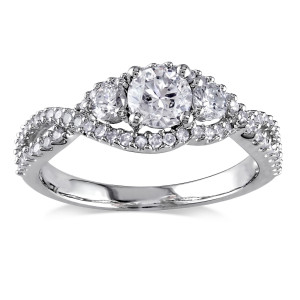 Yaffie Signature Collection 3-stone Split Shank Engagement Ring with 1 carat TDW White Gold Diamonds