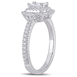 Yaffie White Gold Double Halo Engagement Ring with 1ct TDW Emerald-cut Diamond from the Signature Collection