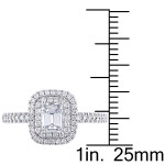 Yaffie White Gold Double Halo Engagement Ring with 1ct TDW Emerald-cut Diamond from the Signature Collection
