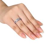 White Gold Engagement Ring with Emerald-cut and Pear Shape Diamonds, Yaffie Signature Collection, 1ct TDW Split Shank Design