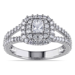 1ct TDW Halo Diamond Ring from Yaffie Signature Collection in White Gold