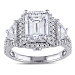Certified Emerald Diamond Ring from Yaffie Signature Collection in White Gold with 3 3/4ct TDW