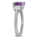 Yaffie White Gold Amethyst & Diamond Engagement Ring from Signature Collection with 5/8ct TDW Oval & Round Stones