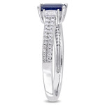 Engage in Elegance with the Yaffie Signature Blue & White Sapphire Diamond Ring in White Gold.