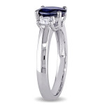 Yaffie Oval Blue Sapphire & 1/3ct Diamond Engagement Ring in White Gold Signature Collection