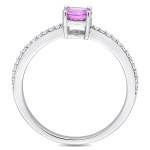 Yaffie Pink Sapphire & Diamond Engagement Ring: A Slender White Gold Signature Piece