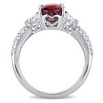Yaffie Pink Tourmaline Heart Diamond 3-stone Ring from the Signature Collection in White Gold, with 1/5ct TDW.