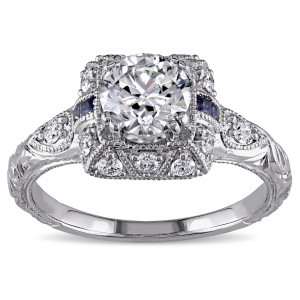Sparkling White Gold Sapphire & 1.25 ct TDW Diamond Ring from Yaffie Signature Collection