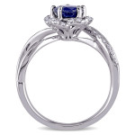 Yaffie Floral White Gold Engagement Ring with Sapphire and Diamonds.