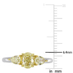 Engagement Ring with 3 Yellow Diamonds in White and Gold by Yaffie Signature Collection, with a total diamond weight of 1 3/5 carats in Oval and Pear Shapes.