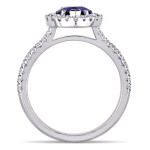 Yaffie Marquise Tanzanite & Diamond Halo Ring from the Signature Collection in White Gold.