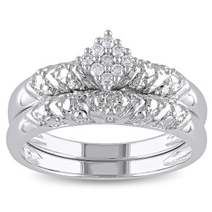 Sparkle in Style with Yaffie Sterling Silver Diamond Cluster Bridal Set