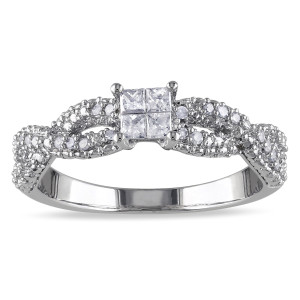 Braided Princess-Cut Diamond Ring with 1/3ct TDW in Sterling Silver by Yaffie