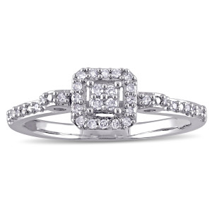 Sparkling Yaffie Clustered Halo Diamond Engagement Ring in Sterling Silver - 1/6ct TDW