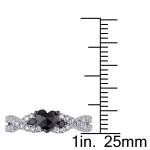 Yaffie ™ Custom-Made Sterling Silver Heart Ring Crosses Black Diamonds with a 3/5ct TDW Creation White Sapphire