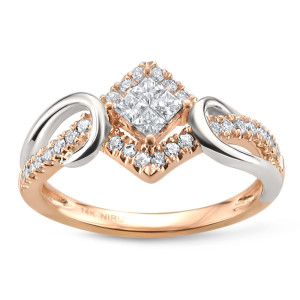 Princess-Cut White Diamond Ring with 3/8ct TDW in Two-Tone Gold by Yaffie Jewellery