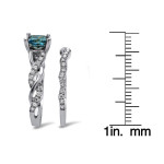 Blue and White Diamond Wedding Set with 1 1/5ct of White Gold by Yaffie