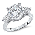 3-stone Engagement Ring with 1/2ct TDW Diamonds and Moissanite in Yaffie White Gold