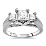 3-Stone Princess Cut Diamond Engagement Ring with 1ct TDW in White Gold by Yaffie