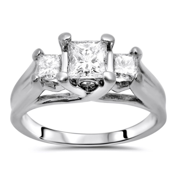 3-Stone Princess Cut Diamond Engagement Ring with 1ct TDW in White Gold by Yaffie