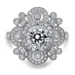Vintage Style Diamond Engagement Ring with 1ct TDW in White Gold by Yaffie