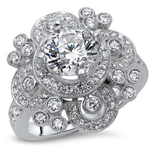 Vintage-Inspired Yaffie White Gold Diamond Engagement Ring with 1 Carat Total Diamond Weight