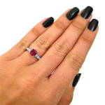 Sparkling Ruby and Diamond Engagement Ring with 1ct TGW and 1/2ct TDW in White Gold by Yaffie