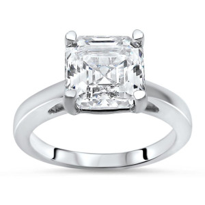Dazzling Yaffie White Gold Moissanite Engagement Ring with 2 2/5ct TGW Asscher-cut Solitaire