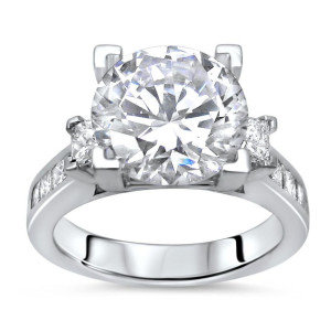 Yaffie 3-stone Moissanite & Diamond Engagement Ring - White Gold, 2.75ct & 1.10ct