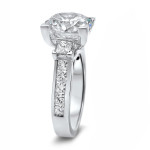 Sparkling Contrast: 3-stone Moissanite & Diamond Engagement Ring in Yaffie White Gold - 3.85ct Total
