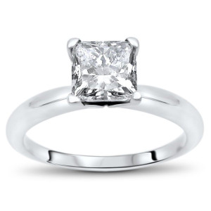 Yaffie Princess Cut White Gold Diamond Engagement Ring - 3/4ct TDW