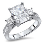 Radiant Moissanite & 1ct TDW Diamond Engagement Ring with Twinkle of Yaffie White Gold