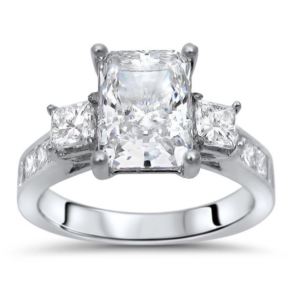 Radiant Moissanite & 1ct TDW Diamond Engagement Ring with Twinkle of Yaffie White Gold