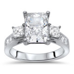 Radiant Moissanite & 1ct TDW Diamond Engagement Ring with Twinkle of Yaffie White Gold