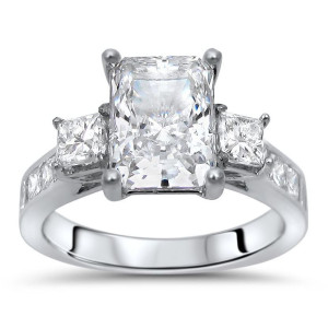 Radiant Moissanite & 1ct TDW Diamond Engagement Ring with Twinkle of Yaffie White Gold
