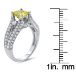 Engagement Ring featuring 2ct TDW Cushion-cut Canary Yellow Diamond by Yaffie Gold